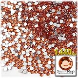 The Crafts Outlet 1440-Piece Flat Back Round Rhinestones, 3mm, Orange