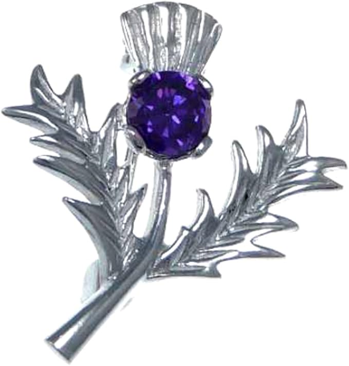 Sterling Silver Amethyst Thistle Brooch Scottish Pin Amazon.co.uk
