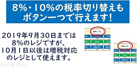 Amazon パソコンがレジになる 軽減税率対応レジスター 税率変更後10 メイン版 テイクアウトや出前のあるお店にも最適な軽減税率8 切替ボタン 付き アプリのレジを検討中の方にもオススメ ネット環境なしでも使用可能 屋外 屋台など でも使えます 中古