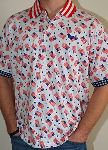 Haven Harbors American Flag Patriotic Polo Shirt - Red White and Blue Shirt - Great for 4th of July - America