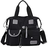 MINTEGRA Nylon Tote Bag for Women Multi Pocket Shoulder Bag Waterproof Diaper Crossbody Bag