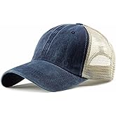 CLAPE Vintage Mesh Baseball Cap Low Profile Trucker Hat for Men Breathable Cotton Summer Cool Hat Outdoor Ball Cap