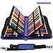 YOUSHARES 160 Slots Pencil Case - PU Leather Large Capacity Zipper Pen Bag with Adjustable Strap for Prismacolor Watercolor Pencils, Crayola Colored Pencils, Marco Pens and Cosmetic Brush (Blue)