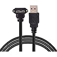 Cablecc 1.2m 90 Degree Up Angled Micro USB Screw Mount to 3.0 Data Cable for Industrial Camera