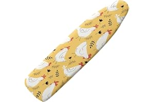 doginthehole Chicken Print Ironing Board Cover Ventilate Resist Scorching Cover Heavy Duty Padded Iron Board Cover Rooster Pattern Extra Wide Table Top Ironing Board Cover and Pad
