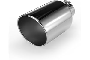 Richeer 4 to 8 inch Exhaust Tip, 4" Inlet, 8” Outlet 15” Overall Length Stainless Steel Polished Finish Universal for Vehicles with 4" O.D. Exhaust Tailpipe, Rolled Edge, Bolt on Design