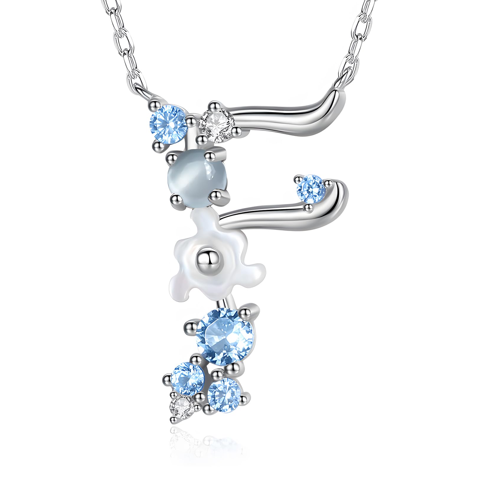 VIKI LYNN Letter F Initial Necklace 925 Sterling Silver Cubic Zirconia Personalised Gifts for Girls