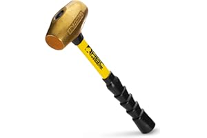 ABC HAMMERS Brass Hammer - 5 lb. Non-Sparking Hammer with 12" Fiberglass Handle & Double Faced Head - ABC5BFB