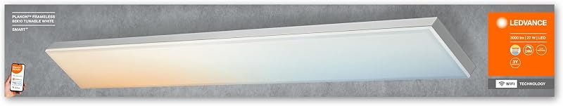 Plafonnier LED intelligent, panneau intérieur avec technologie WiFi, couleur de la lumière variable (3000K-6500K), 800mm x 100mm, compatible avec Google et Alexa, SMART+ WIFI PLANON FRAMELESS