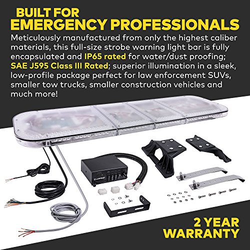 LAMPHUS SolarBlast SBFB114 56" 114W Emergency Vehicle LED Full-Size Light Bar [SAE J595 CLASS III] [58 FLASH MODES] [INC. CONTROLLER BOX] [TURN/BRAKE/TAILLIGHT] Blue Rooftop Warning Light - Thumbnail 6