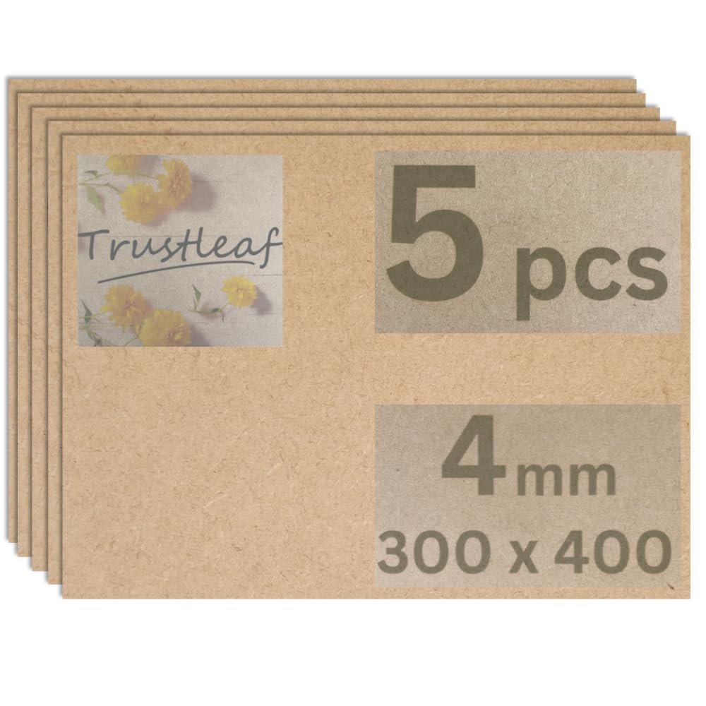 Trustleaf 4mm Sheets of MEDITE Premier MDF 300mm x 400mm, (Approx A3, 12” x 16”). Pack of 5