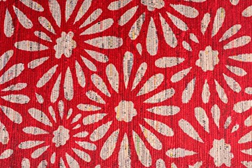 MystiqueDecors 2x4' Door Mat Red Area Rug Recycled Newspaper Living Room Doormat Ecofriendly (27''x 45'') Bedroom Study Office Entry Way Rugs