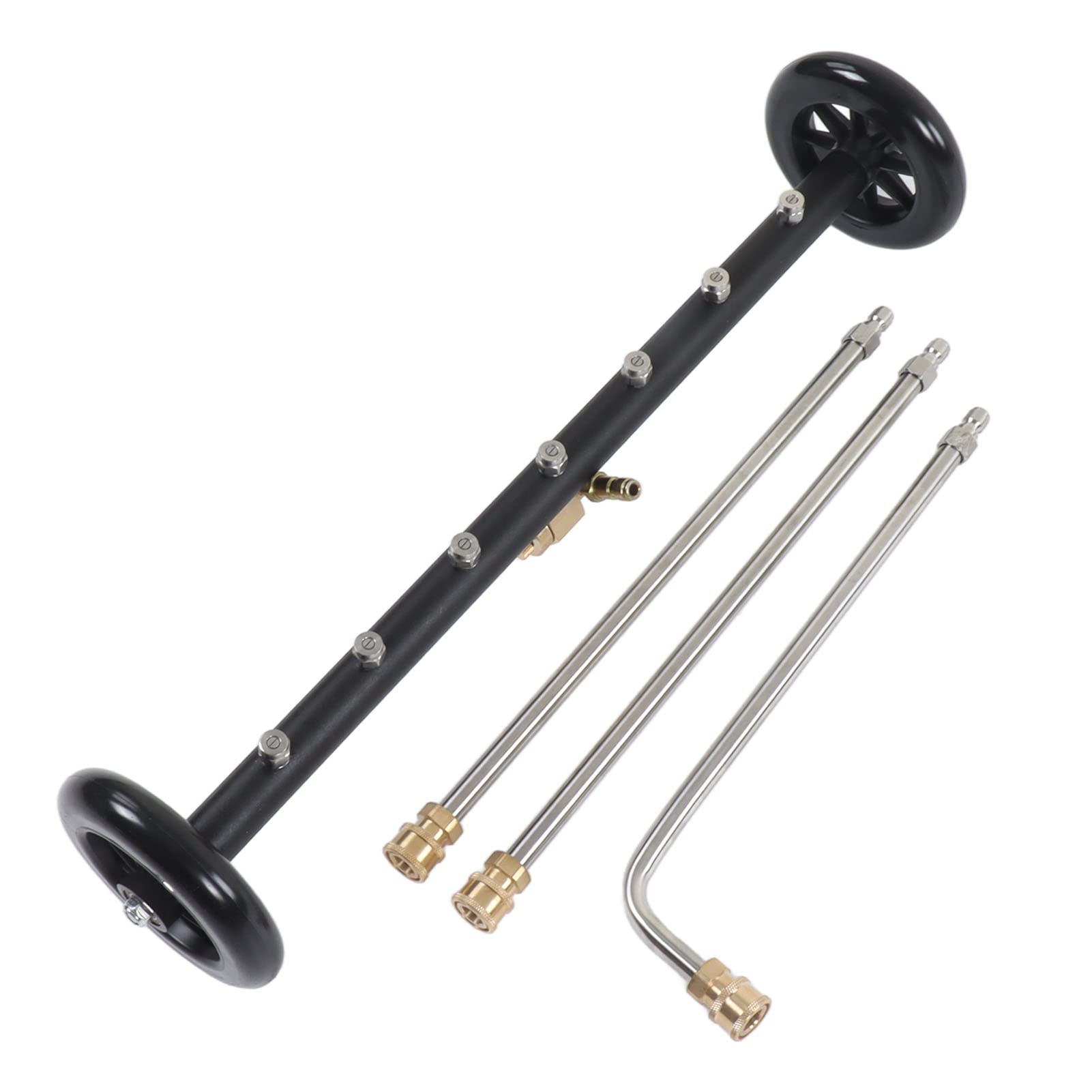 Bonbela Pressure Washer Undercarriage Cleaner 4000psi 2 in 1 Under Car Water Broom Cleaner with 3 Extension Wands for Balcony Courtyard (7 Holes)