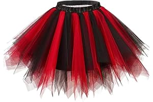 TWINKLEDE Black and Red Tulle Tutu Skirt Bubble 1950s Vantage Ballet Costume Tutus Skirts for Women
