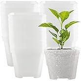 HEIHAK 40 PCS 4 Inches Plastic Square Nursery Pot, Transparent Square Plastic Starter Pots with Drainage Hole, Clear Nursery Pots for Your Room, Garden, Office and Balcony Decor