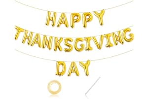 LHOAVWE 20 Pcs Happy Thanksgiving Day Letters Balloons Decorations,16 Inch Gold Letters Friends Giving Fall Balloons Banner for Thanksgiving Day Fall Theme Friends Party Decorations