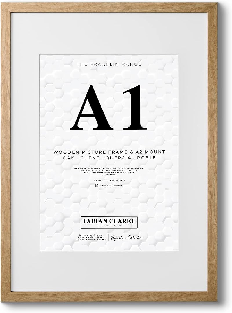 Fabian Clarke London A1 Modern Oak Picture Frame with White A2 Mount