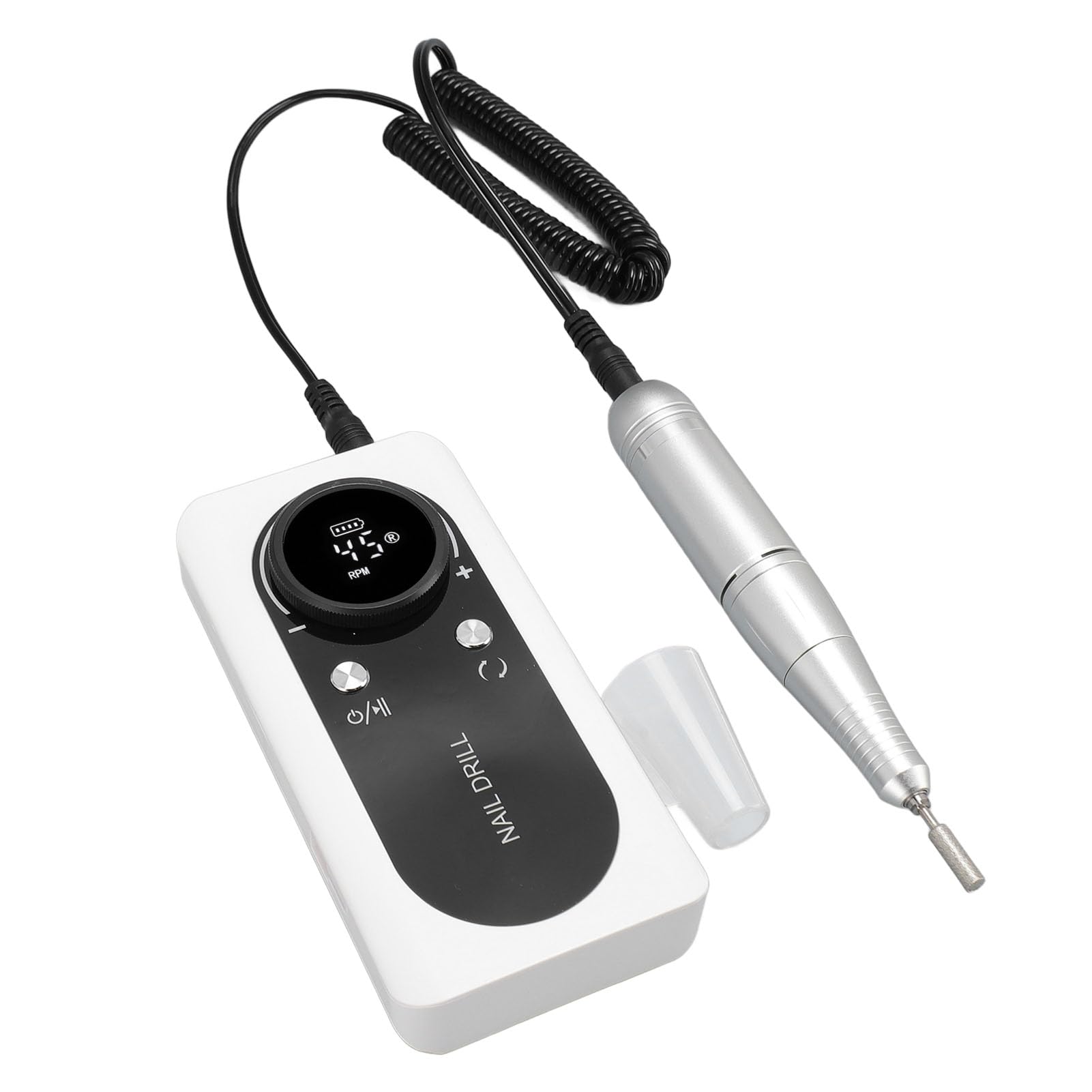 Electric Nail Drill Machine, 45000RPM Rechargeable Portable Efile Manicure Pedicure Kit with USB Cable and Drill Bits, for Acrylic Gel Nails