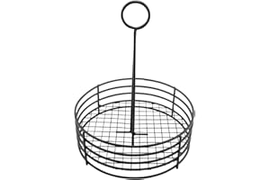 GET G.E.T. 4-31850 Black Round Stainless Steel Condiment Caddy Iron Teflon Coated Table Caddies Collection, Non Stick, 7.5"