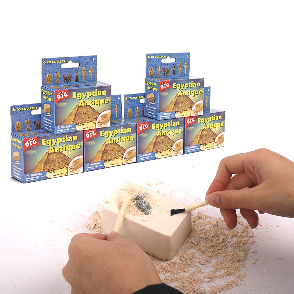 Dr. Daz Mini Egyptian Mummy Dig Excavation Kit for Kids 6 Packs Collect 6 Egypt toys at One Time Perfect Educational Birthday Party Gift on Paleontology and Archaeology