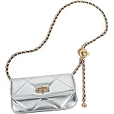 BEMYLV Chain Belt Bag Adjustable Crossbody Purse Trendy Fanny Packs for Women Fashion Silver Evening Clutch Handbag Detachable