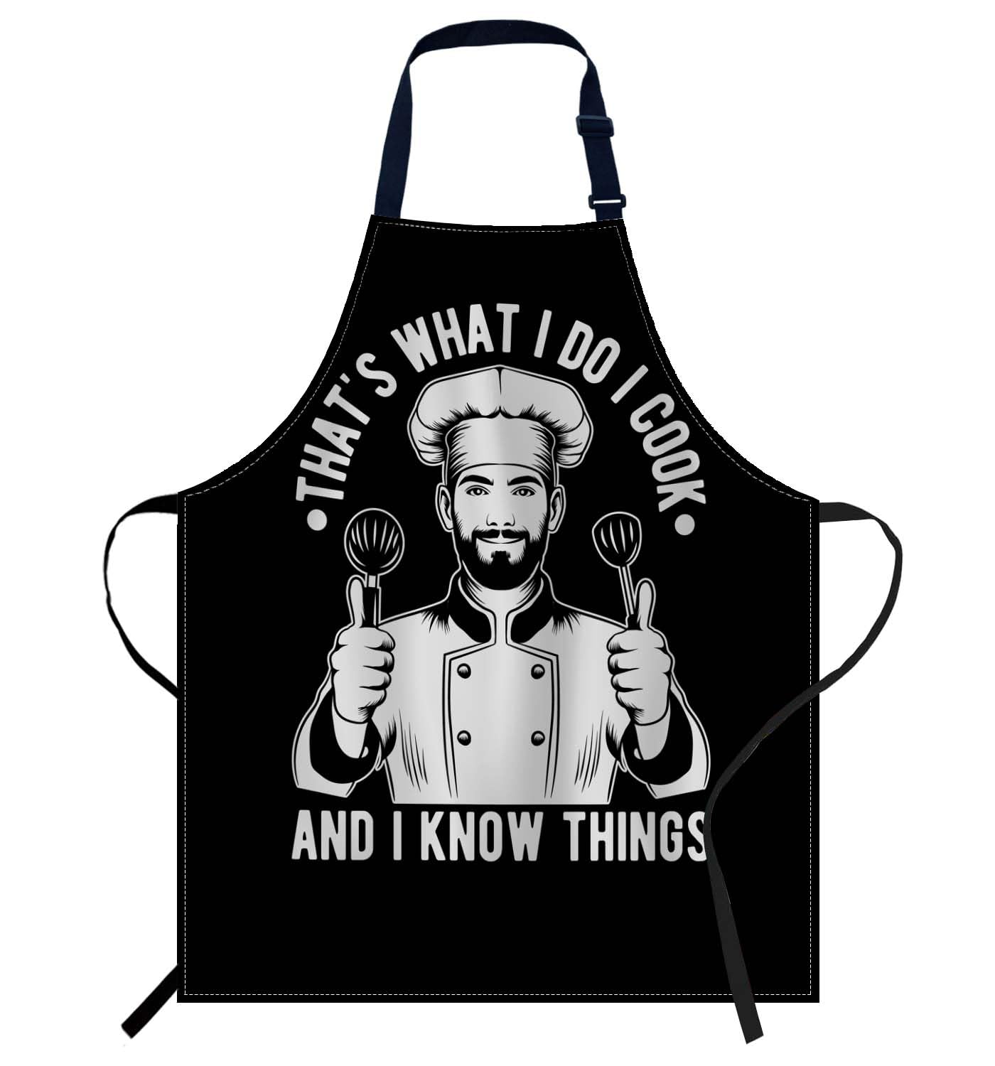 Smooffly That's What I Do I Cook And I Know Things Apron,Adjustable Neck Bib Apron for Men Women,Suitable for Kitchen Cooking Waitress Chef Apron