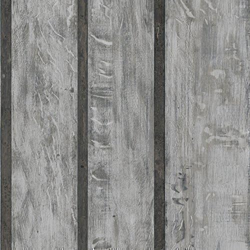 New Muriva Just Like It Wood Wall Faux Wooden Panel Beam Effect Textured Vinyl Wallpaper (Grey J68219)