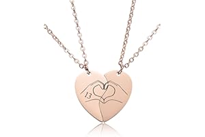 Yooborn 13 Inspired Heart Hands Matching BFF Necklaces For 2 Girl Bestie Sister TS Reputation Red Speak Now Outfits Jewelry Accessories Merch Friendship Stuff Gifts For Fans Music Lover.