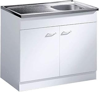 Küche-Spülenschrank/ Mehrzweckschrank 80x50 Start Melamin weiß/weiß