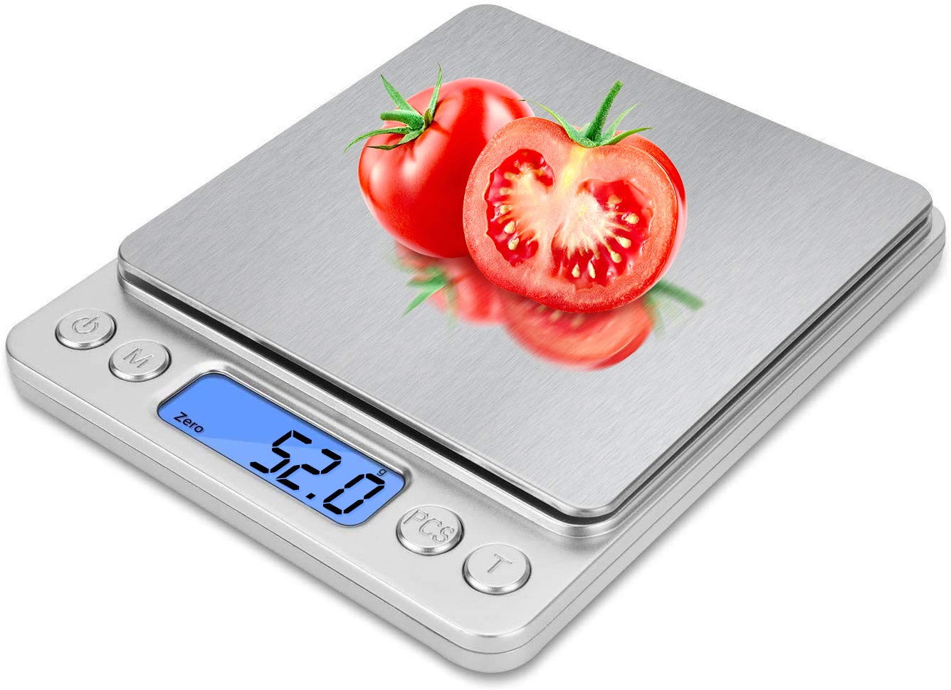 Food Scale,High-Precision Sensor Kitchen Digital Scale, 0.1g Precision, 0.1g/3kg, Stainless Steel LCD Display(AAA Battery, Silver)