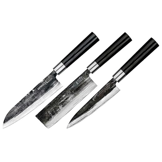 Samura SUPER 5 Küchenmesser-Set, 3 professionelle Messer aus VG-10-Stahl, SP5220