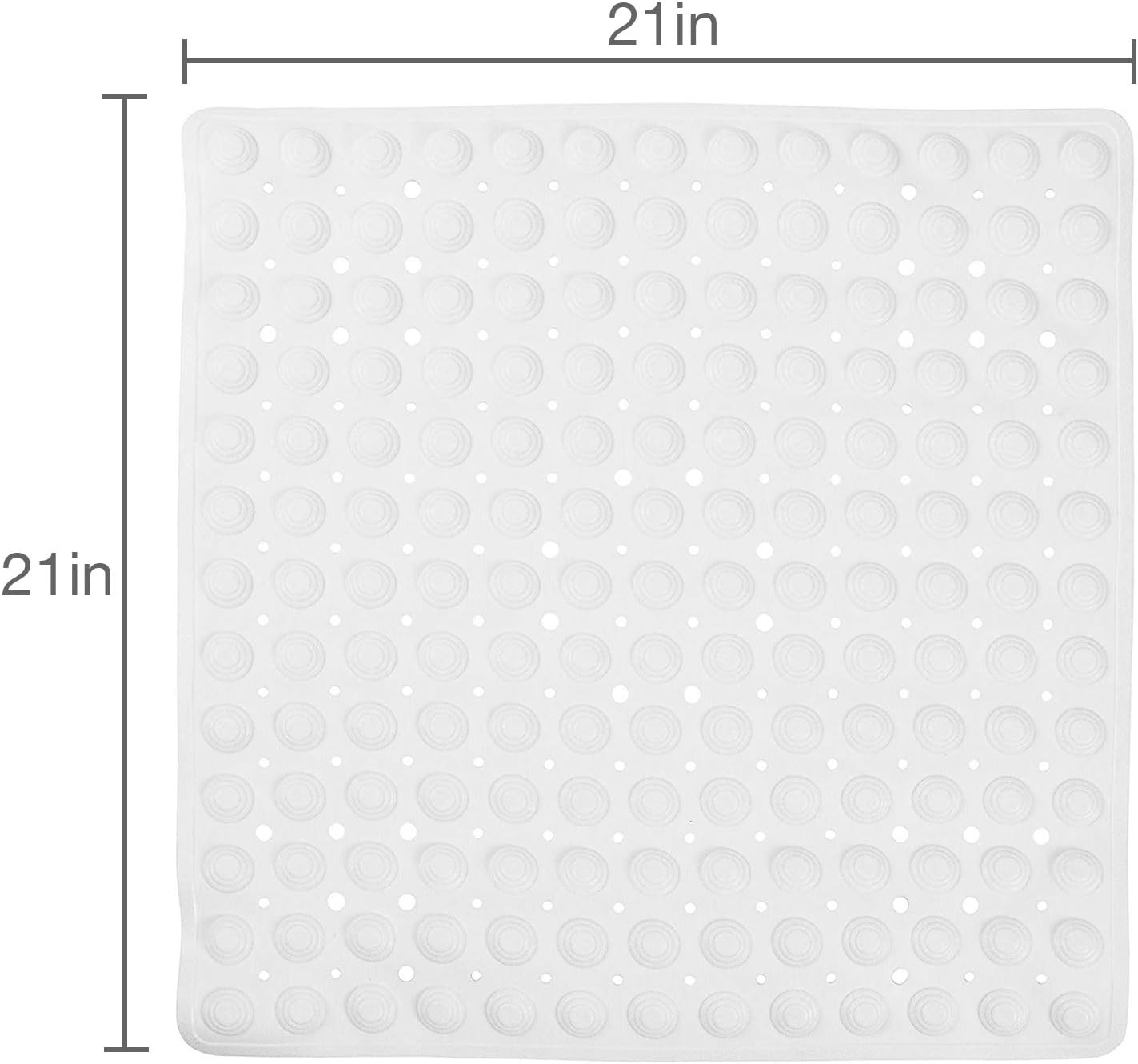 DMI Cushioned Non-Slip Bath Mat for Shower and Tub, Square 21 x 21 inches, White: Health & Personal Care