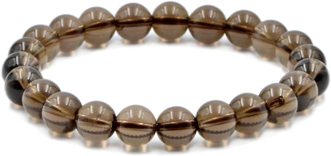 Winmaarc Smoky Quartz Natural Gemstone Round Beads Stretch Bracelet Healing Reiki 8mm
