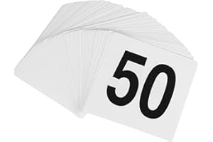 ADOCARN 50pcs Double-sided White Table Number Place Cards 1-50 Black Print 95x100mm for Wedding Reception