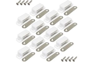 HDST-HOME 12Pack Plastic Cabinet Magnetic Door Catch with Screws for Kitchen Bathroom Cupboard Wardrobe Closet Closures Cabinet Door Drawer Latch 15lb (White)