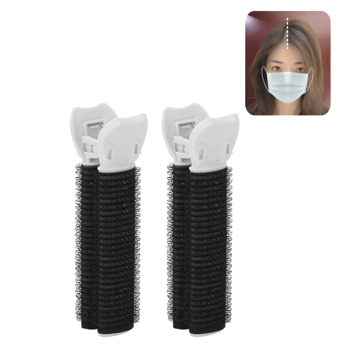 2 Pcs Hair Roller & Curler Clips - Volumizing Root Clips for Bangs & Fluffy Hair - Black