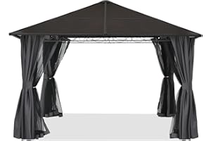 ABCCANOPY 10x10 Hardtop Gazebo for Outdoor Garden Patio,Steel Frame with Privacy Curtains and Netting (Dark Gray)