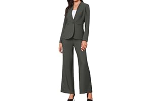 Allegra K Business Suit for Women's 2 Piece Collarless Matching Set Work Outfit Blazer and Pants Sets