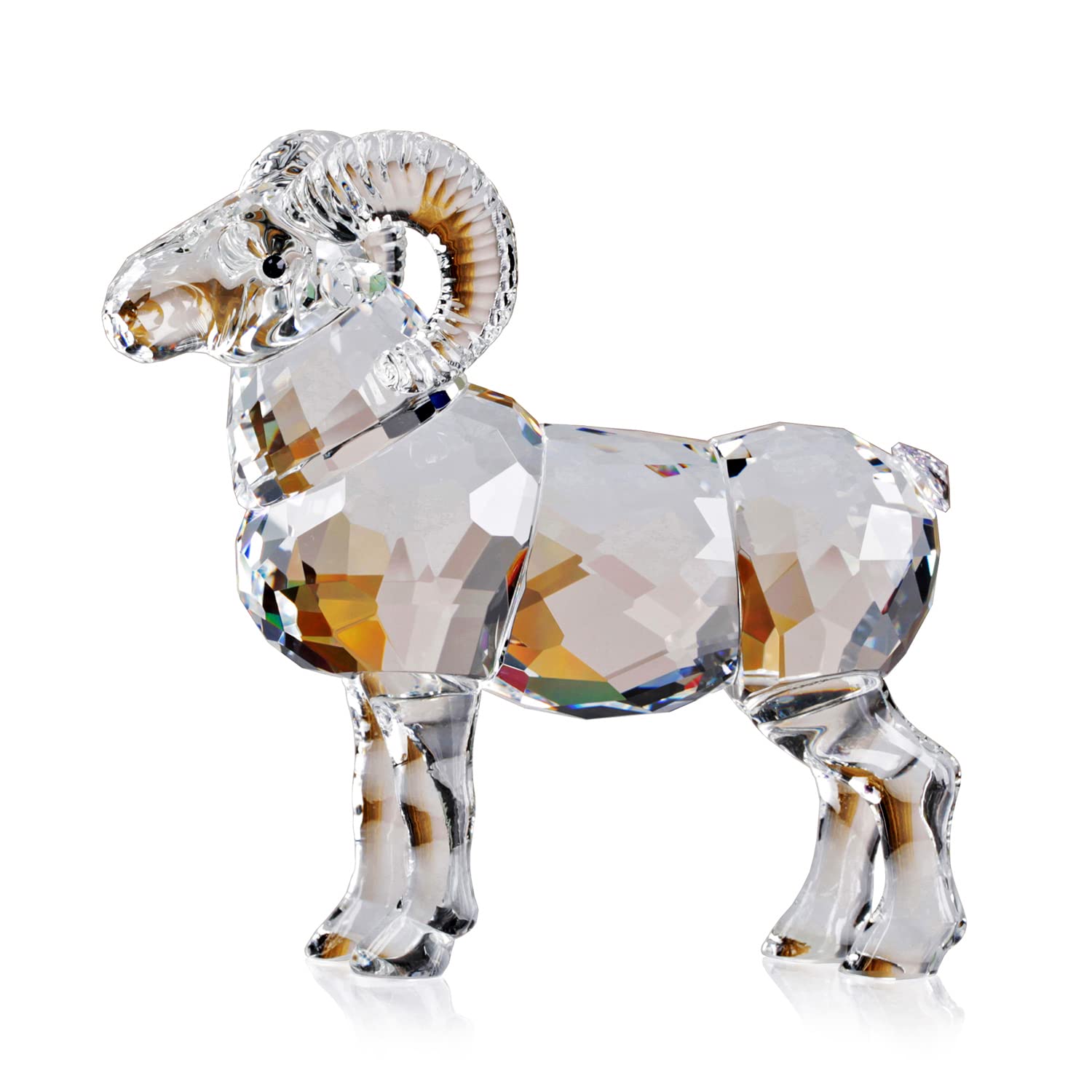 Realistic Animal Crystal Goat Art Figurine Collection Table top Ornament Statue Home Decor (White)