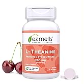 EZ Melts L-Theanine 200 mg - Stress & Relaxation Support Supplement - No Artificial Flavors - No Drowsiness - Non-GMO & Vegan - Sweet Cherry - 60 Dissolvable Tablets (30 Servings)