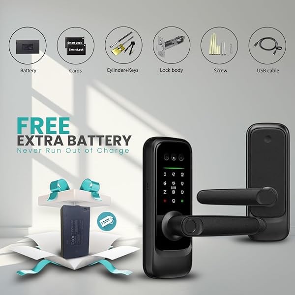 3D FACE RECOGNITION SMART DOOR LOCK WITH HD CAMERA & VIDEO DOORBELL & INTERCOM, KEYLESS ENTRY WITH PALM VEIN, PASSCODE, FINGERPRINT, CARD, TUYA SMART APP & KEYS – AUTO-LOCK, DIY INSTALL