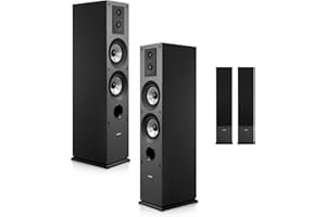VEVOR Passive Floorstanding Speakers Pair, 3-Way, Floor-Standing Tower Speakers with 0.75 in & 1 in Tweeter, 5.25 in Woofers,