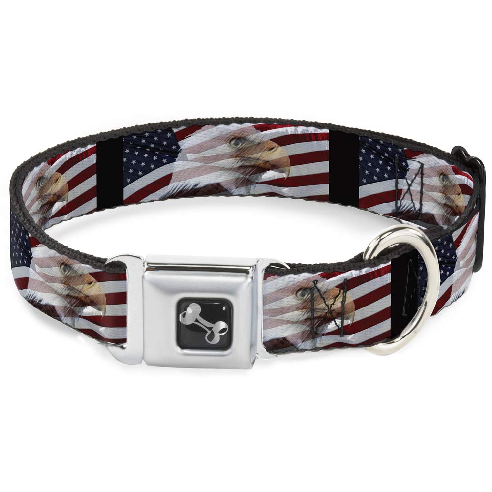 Buckle-Down Seatbelt Buckle Dog Collar - American Eagle Flags - 1" Wide - Fits 15-26" Neck - Large — image 1