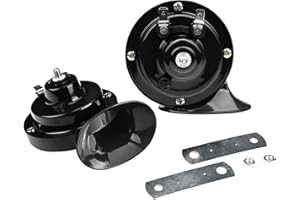 ASUBHA 2 PCS 300DB Super Loud Train Horns, 12V Waterproof Air Double Horns Replacement Kit, Automotive Accessories Electric Snail Horn 12V Horn Kit Universal for Car, Motorcycle, Truck, Bike, Boat (Black)