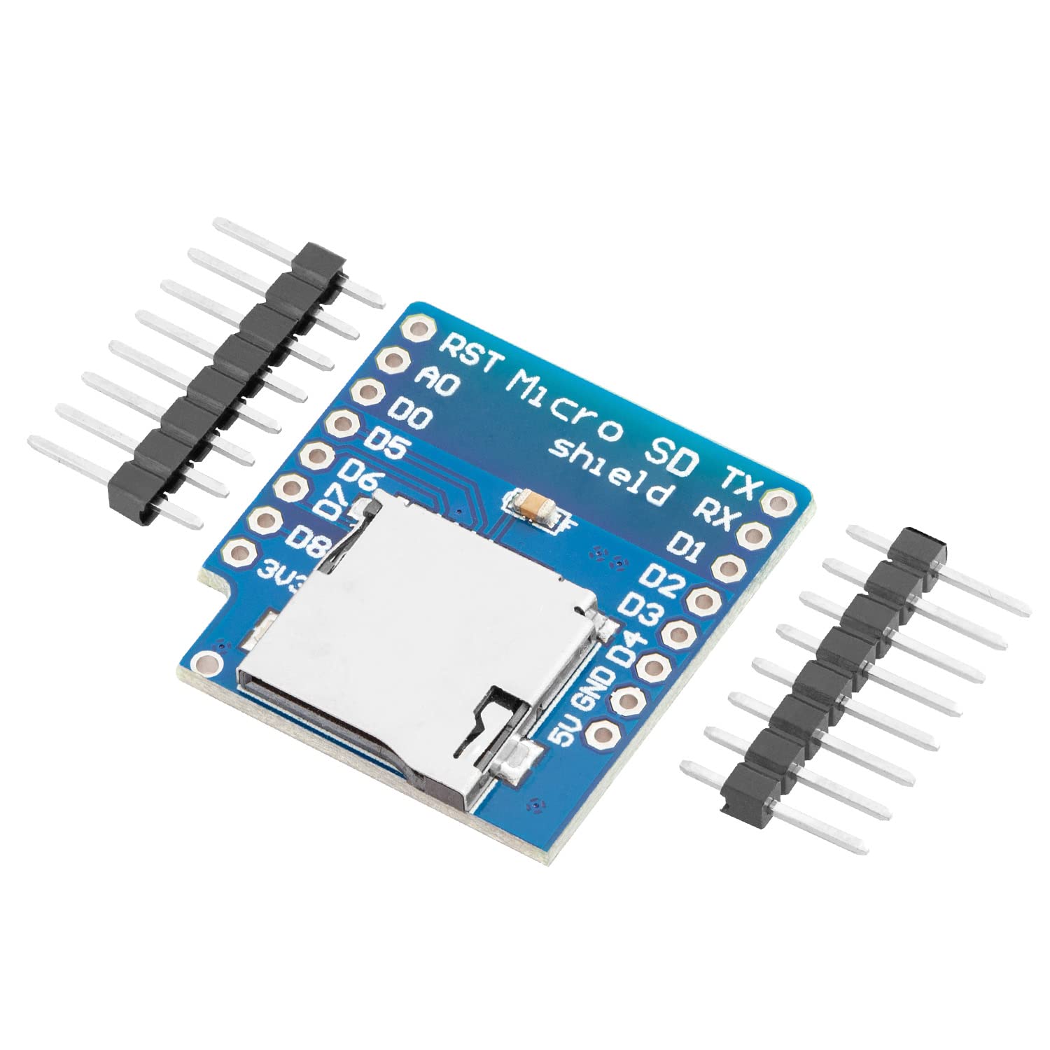 AZDelivery 5 x D1 Mini Micro SD TF Card Adapter Reader Module 8 Pin 3.3V SPI Interface Driver Module with Chip and Onboard Ultra-Low Dropout Regulator, Compatible with Arduino