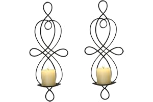 Wall Candle Holder, 2PCS Black Iron Wall Sconce Candle Holder, Foldable Hanging, Chinese Knot Mounted for Living Room Bedroom