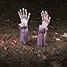 Halloween Zombie Hands Arms, Skeleton Stakes Lawn Stakes, Bloodied Scary Zombie Fingers Graveyard Prop Decoration Halloween Décor for Outdoor/Yard/Patio, White&Red