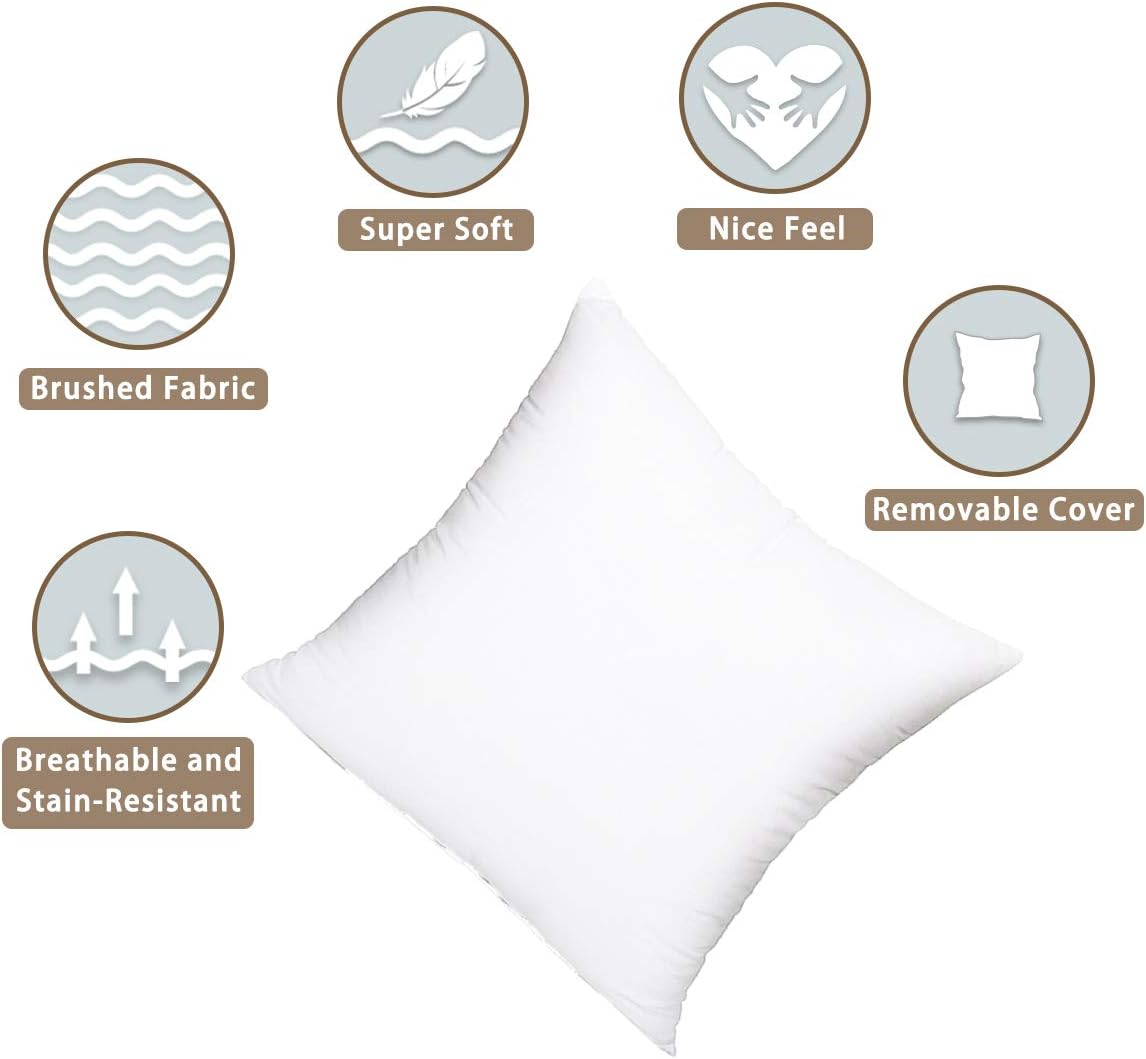 HIPPIH 2 Pack 18 x 18 Pillow Inserts, Decorative 45x45cm Pillow Insert, Square Pillow Form Insert for Sofa, Bed, Couch: Home & Kitchen