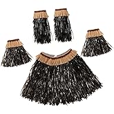 WHAMVOX Hawaiian Grass Skirt Set for Women Luau Party Hula Skirt Lightweight Tropical Beach Costume Accessory for Summer Events