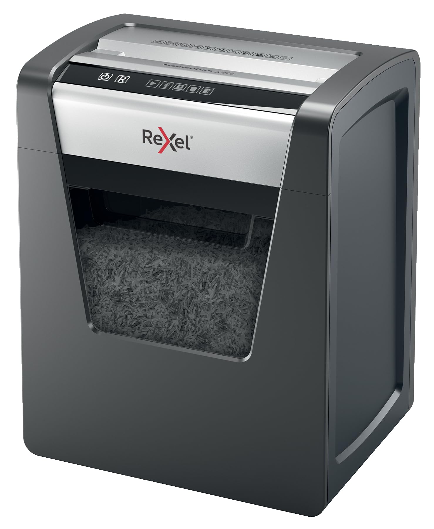 Rexel Momentum X415 Cross Cut Paper Shredder, Shreds 17-15 Sheets (70-80 gsm), 23 Litre Bin, Black, 2104576